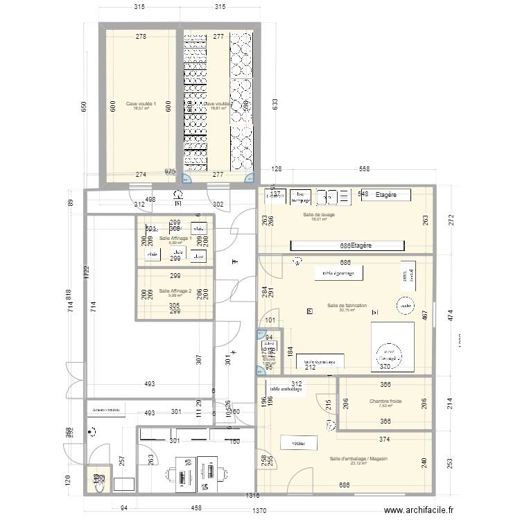 Plan Fromagerie aménagé 4. Plan de 10 pièces et 127 m2