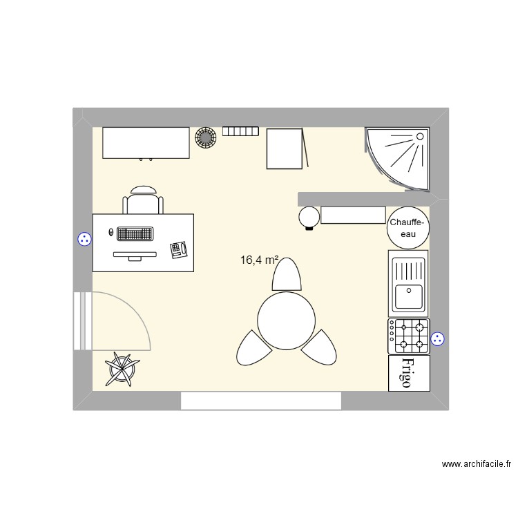 plan 2.0. Plan de 1 pièce et 16 m2