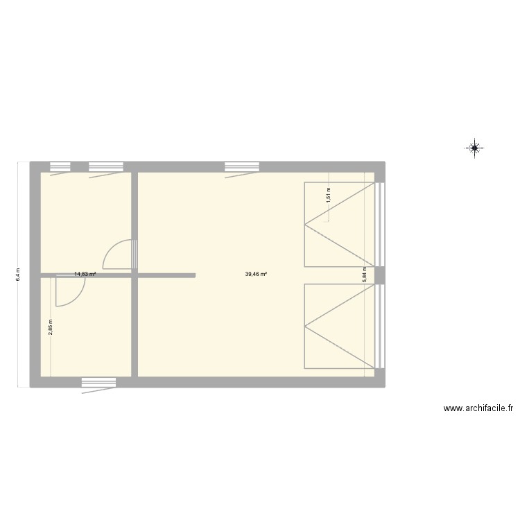 Plan de masse Garage. Plan de 2 pièces et 54 m2