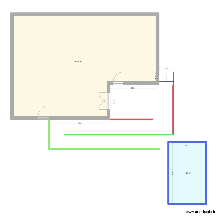 LE victor. Plan de 2 pièces et 103 m2
