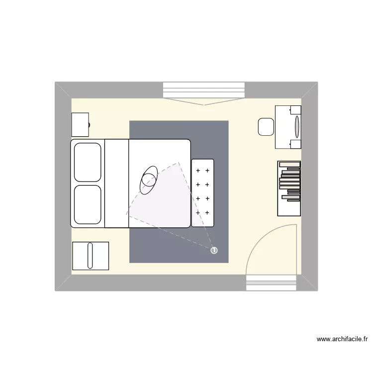 Lit &agrave; gauche. Plan de 1  et 10 m²