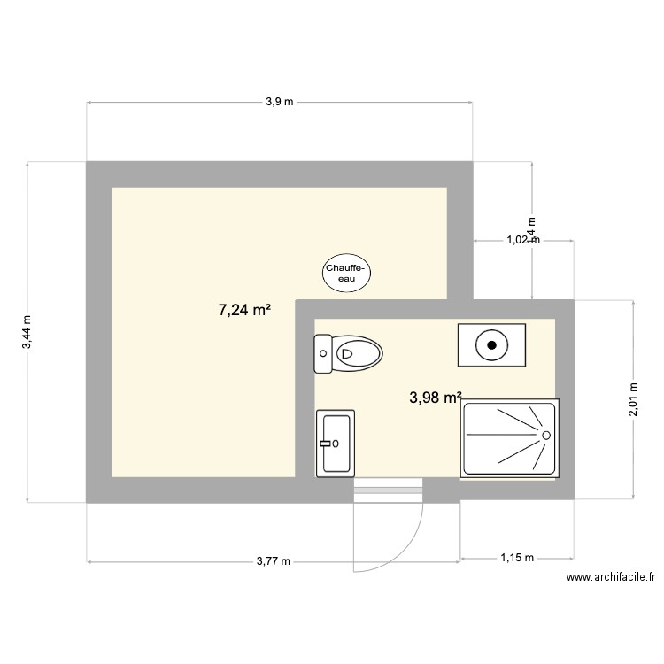 Siaules 2. Plan de 2 pièces et 11 m2