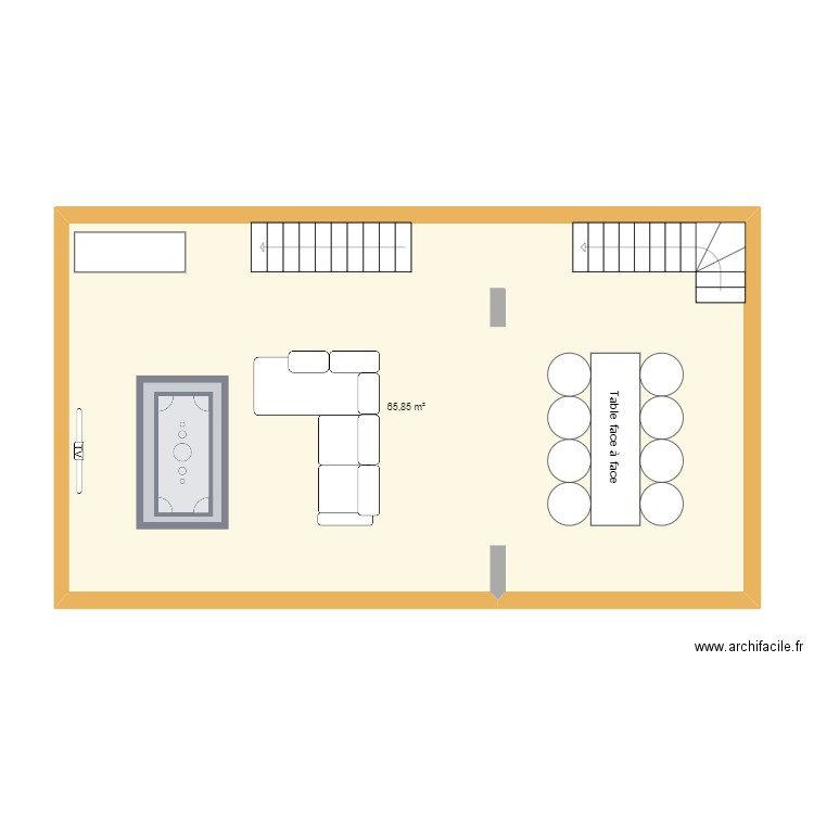 2e etage. Plan de 1 pièce et 66 m2