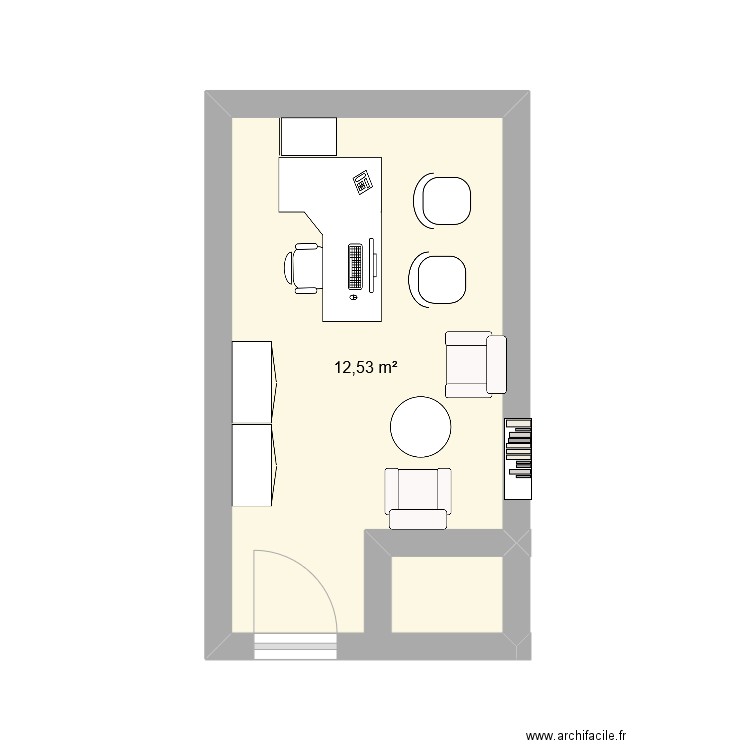 bureau debre 2. Plan de 1 pièce et 13 m2