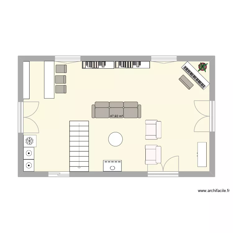 RDC Tour St Pierre. Plan de 1  et 48 m²