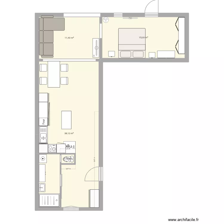 Esquisse 1 chambre. Plan de 4 Pièces et 65 m² Esquisse 1 chambre. Plan de 4 Pièces et 65 m²
