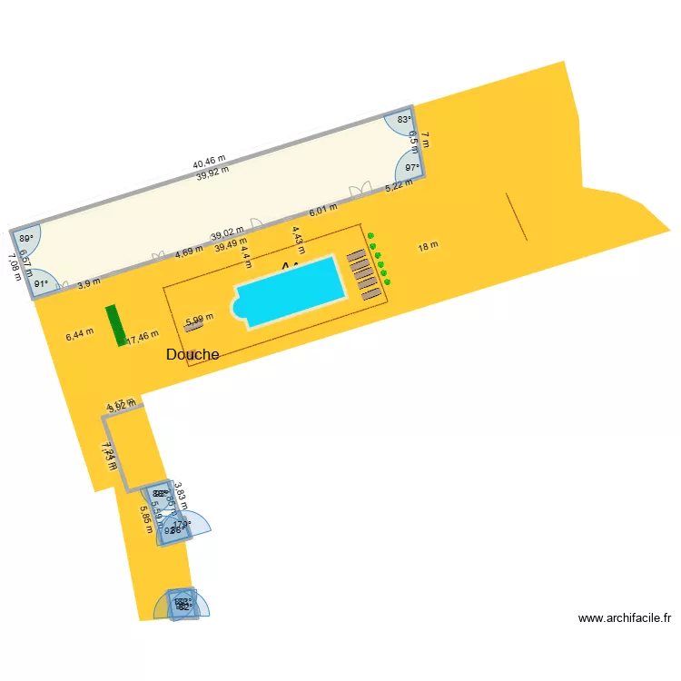 plan piscine. Plan de 3  et 275 m²