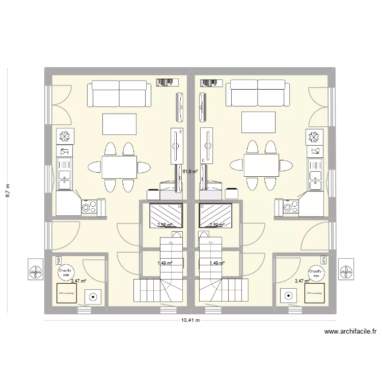 Maisons mansard&eacute;es. Plan de 