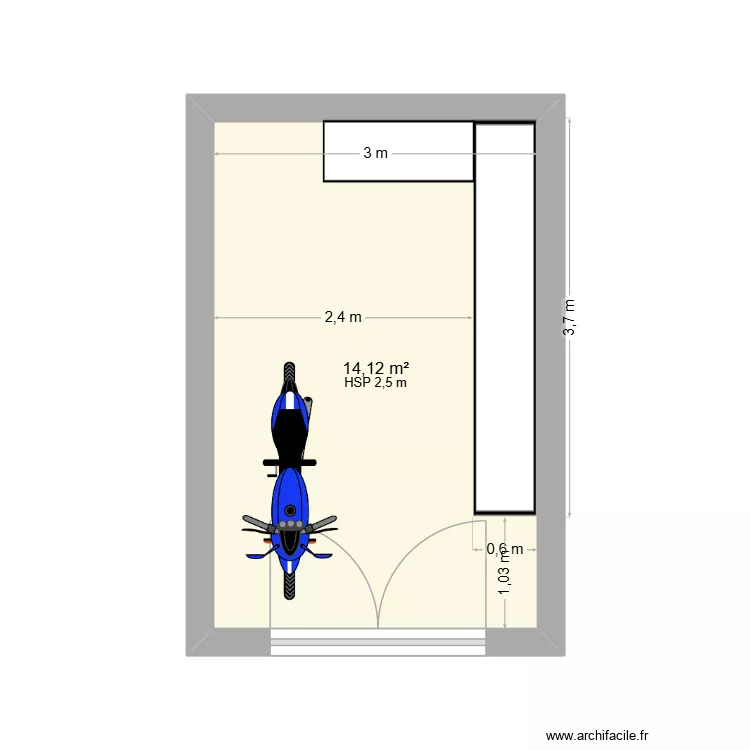 Plan cabanon. Plan de 1  et 14 m²