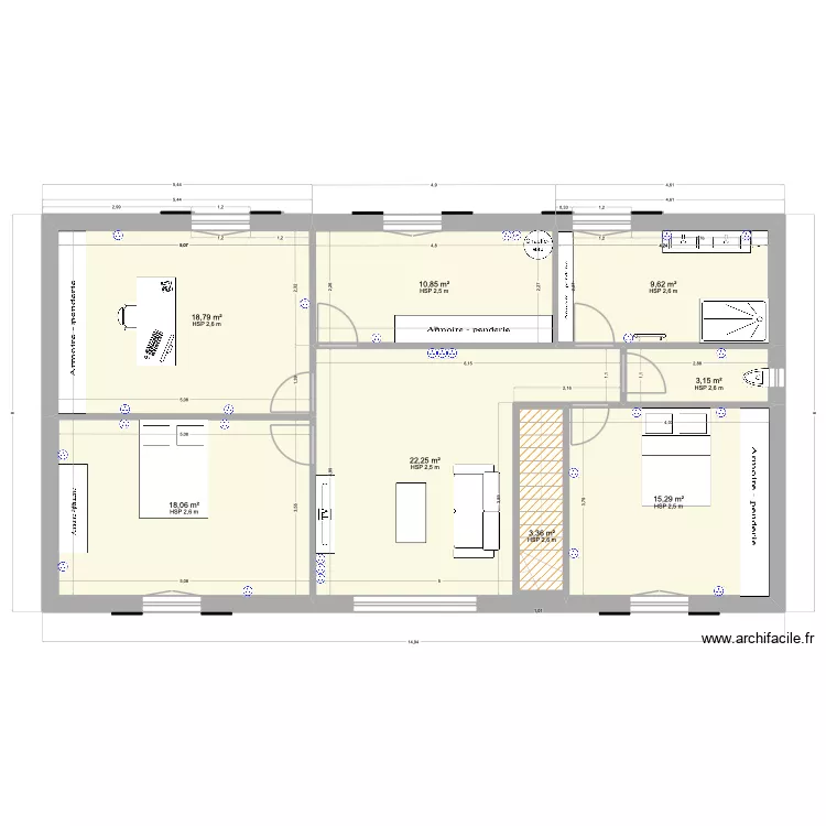 CDV5.5,N1. Plan de 13  et 204 m²