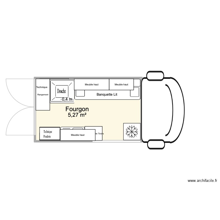 Master. Plan de 1 pièce et 5 m2