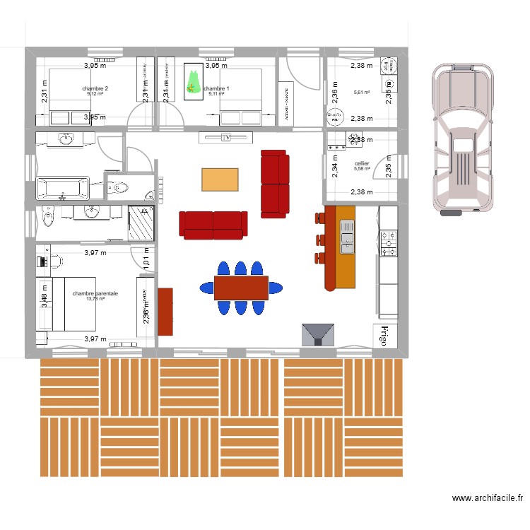 maison beaumerie 4 containeur définitif. Plan de 5 pièces et 43 m2