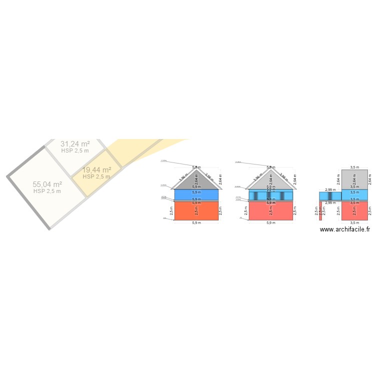 Garage. Plan de 3 pièces et 106 m2