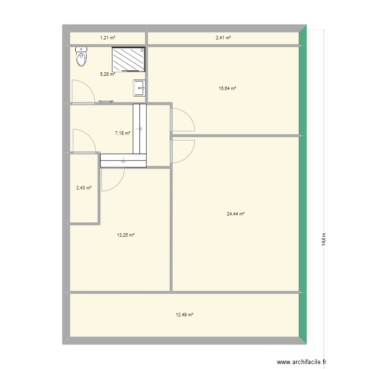 TORAN. Plan de 9 pièces et 84 m2