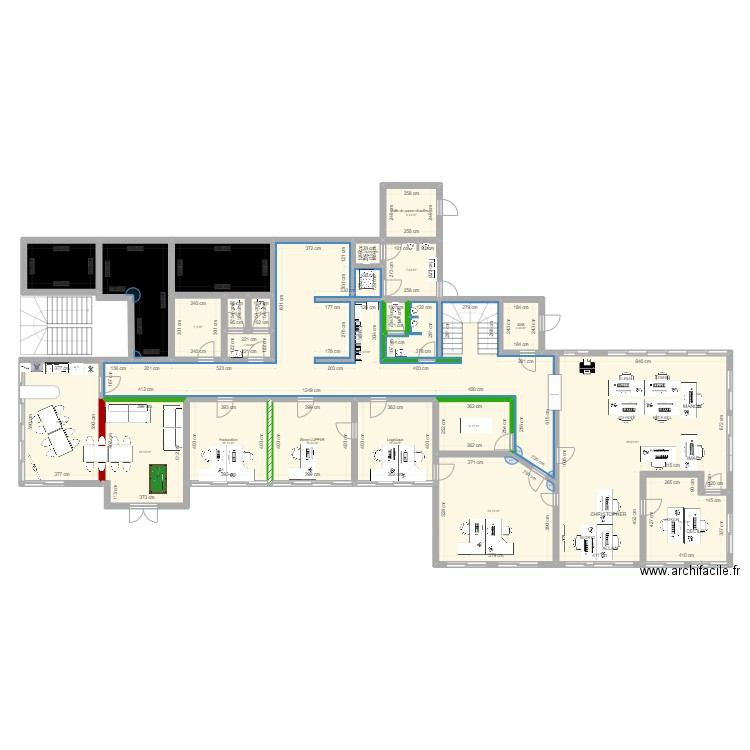 Réorganisation bureaux 04 2024.. Plan de 22 pièces et 368 m2