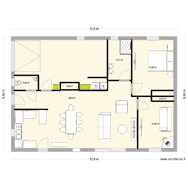 maison 2. Plan de 7 pièces et 103 m2