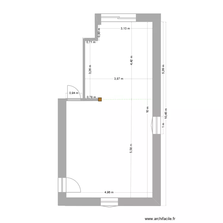 S&eacute;jour et cuisine du g&icirc;te. Plan de 