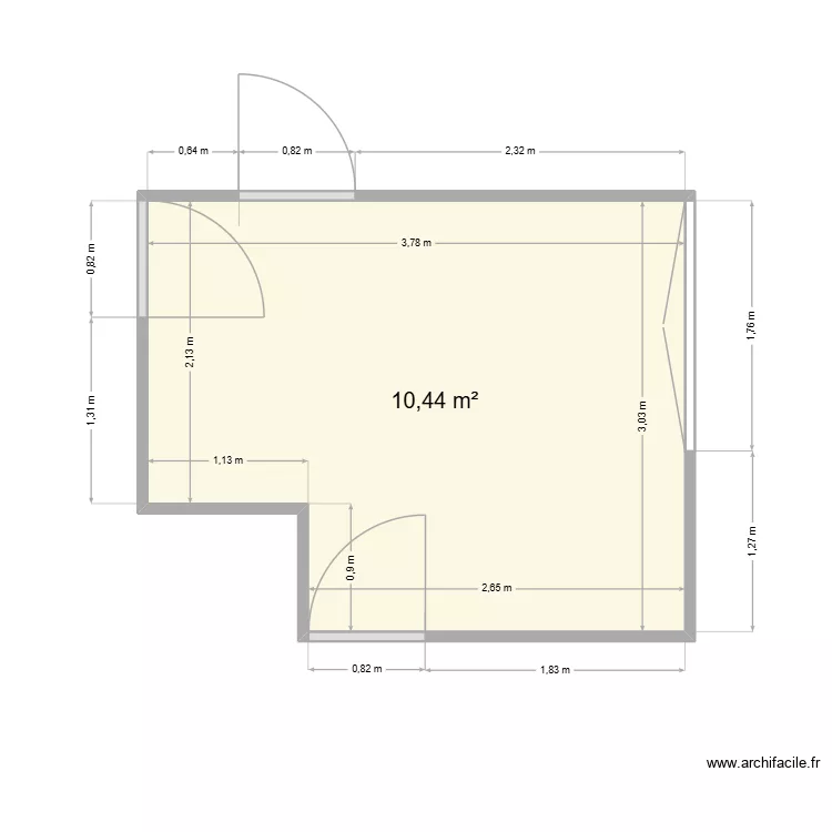 Cuisine Loann. Plan de 1 Pièce et 10 m² Cuisine Loann. Plan de 1 Pièce et 10 m²