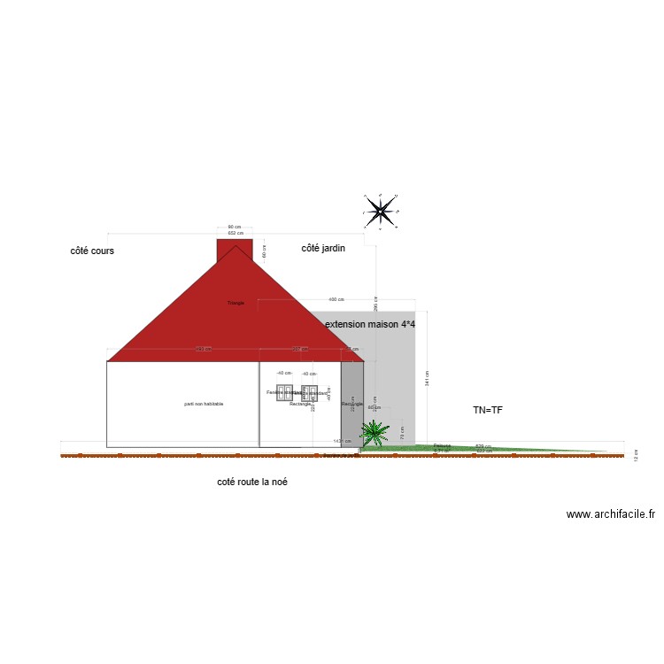 facade coté route la noe . Plan de 0 pièce et 0 m2
