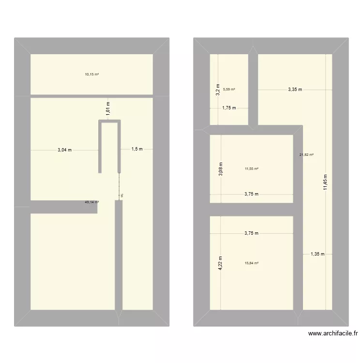 etage chiny. Plan de 6  et 114 m²