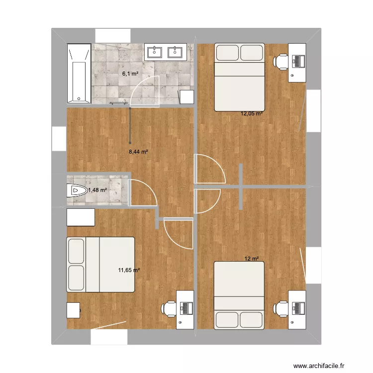 Etage. Plan de 6 Pièces et 52 m² Etage. Plan de 6 Pièces et 52 m²