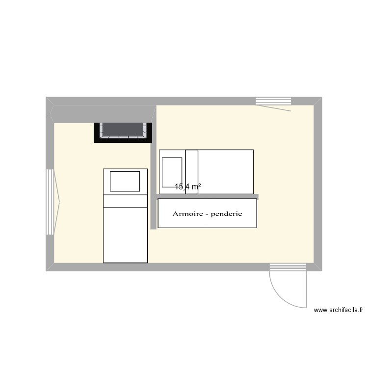 Chambre enfants. Plan de 1 pièce et 16 m2