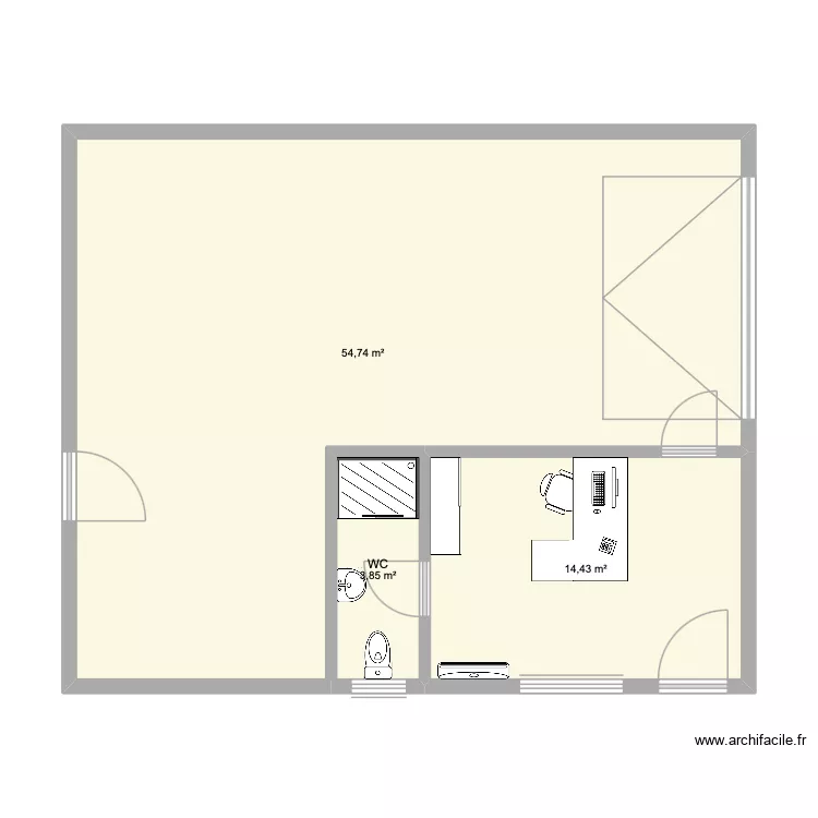 Depot. Plan de 3  et 73 m²