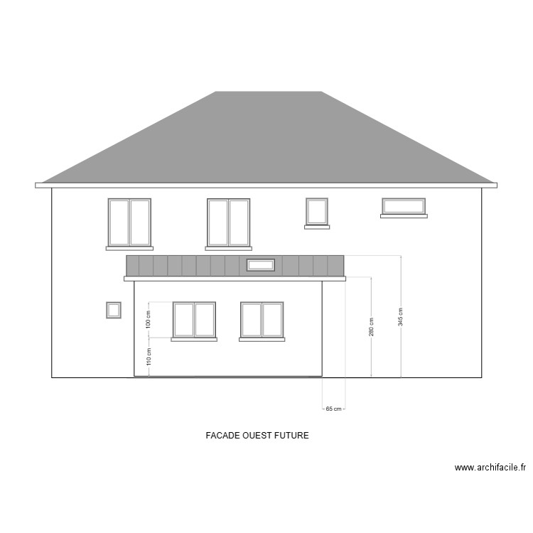 Facade ouest future. Plan de 0 pièce et 0 m2