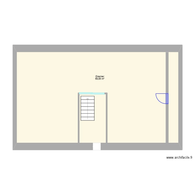 GRENIER ISOLE Aménagé. Plan de 1 pièce et 69 m2