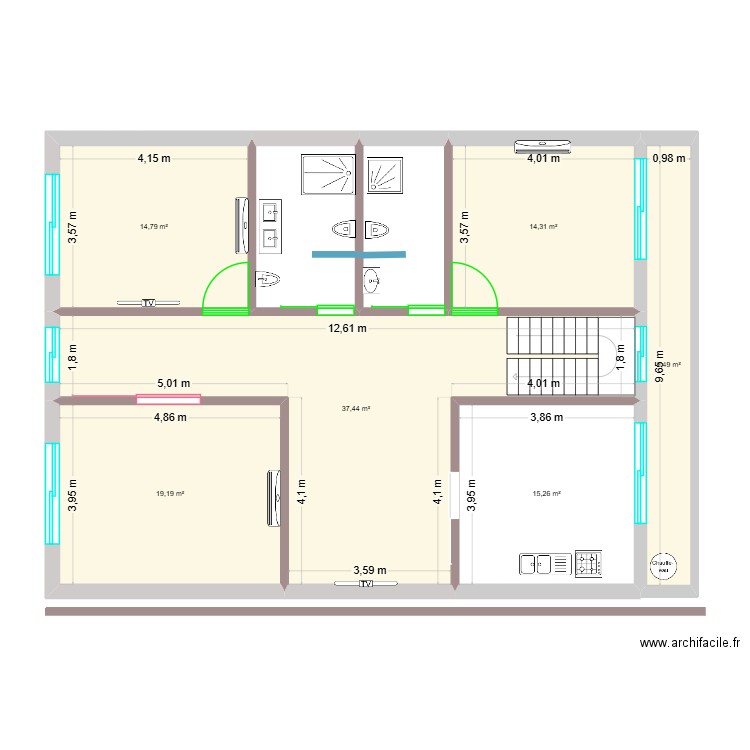 R+1 PLAN 2025. Plan de 6 pièces et 110 m2