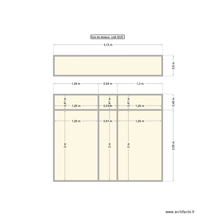 Placard 60 BX. Plan de 7 pièces et 9 m2