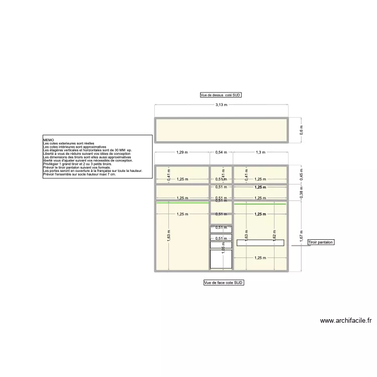Placard 60 BX. Plan de 