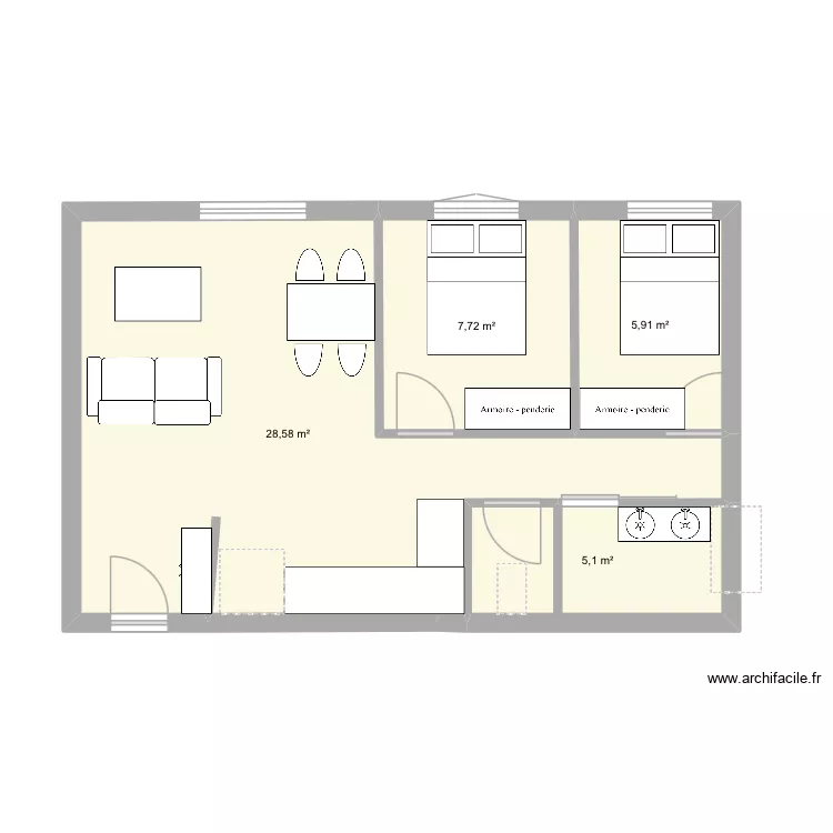 Appartement BP. Plan de 4 et 47 m² Appartement BP. Plan de 4 et 47 m²