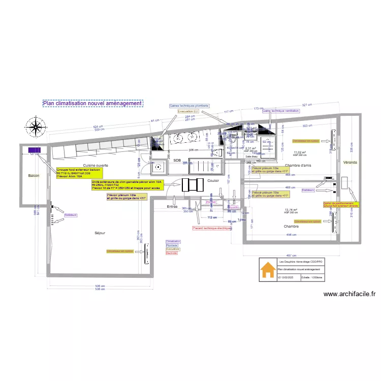 Plan  climatisation nouvel am&eacute;nagement. Plan de 
