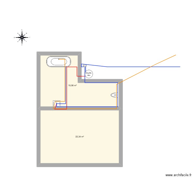 je sais pas. Plan de 2 pièces et 38 m2