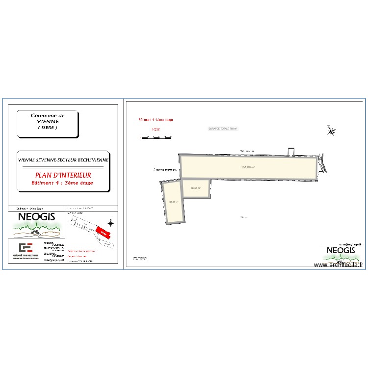 BAT 4 R3. Plan de 3 pièces et 763 m2