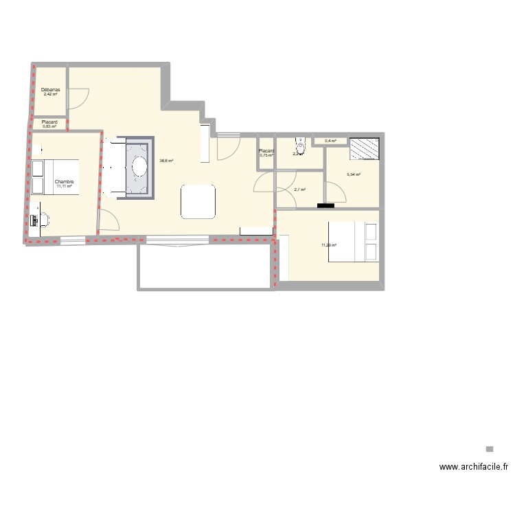 appart caro. Plan de 0 pièce et 0 m2