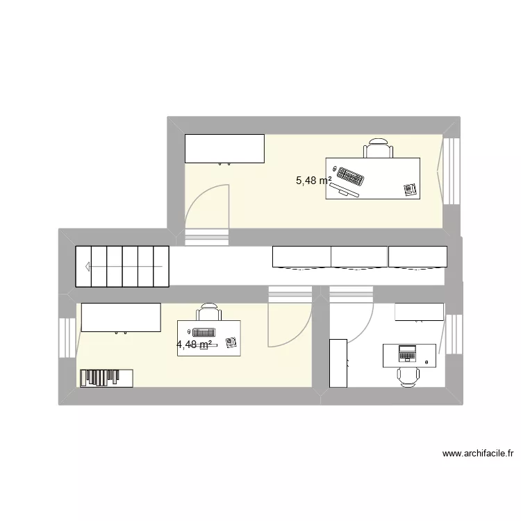 l'etude JD 1er &eacute;tage. Plan de 2  et 10 m²