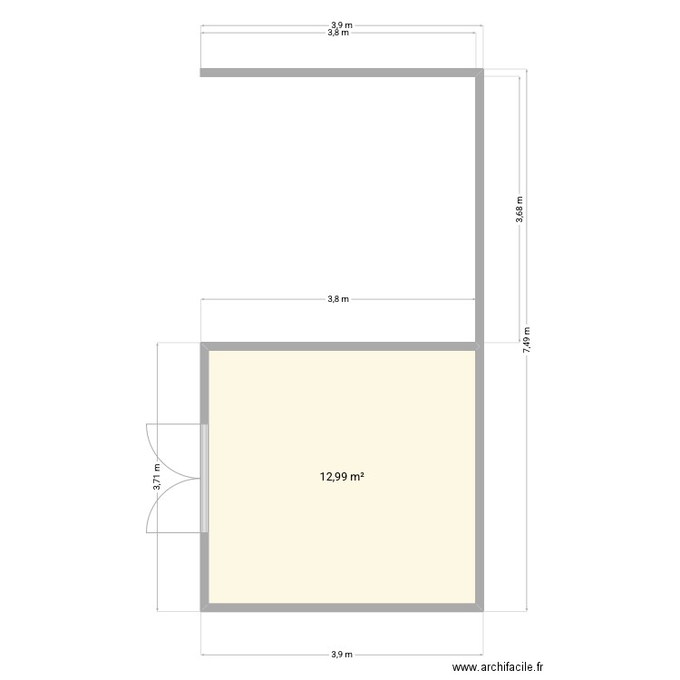 abris jumet. Plan de 1 pièce et 13 m2