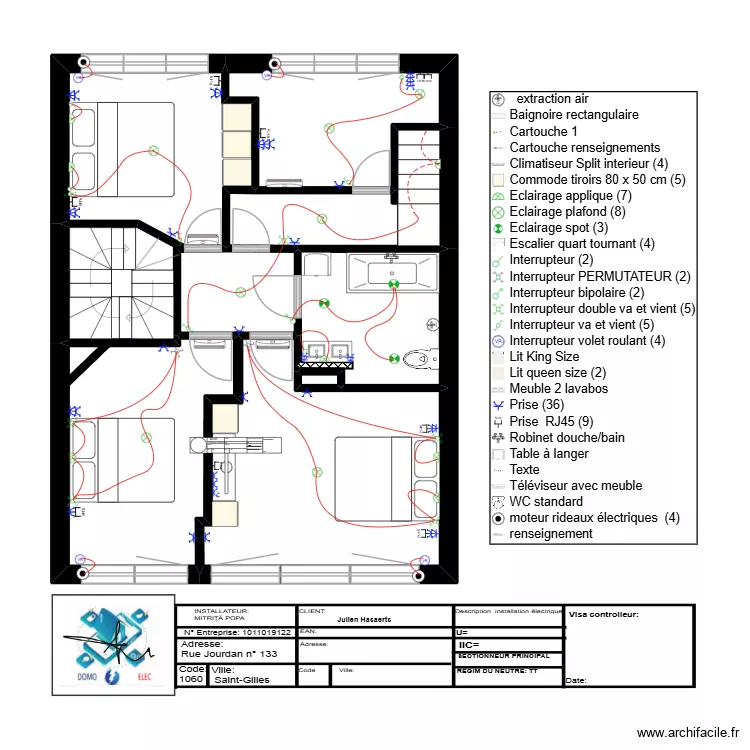 Julien. HASAERTS ETAGE1. Plan de 8 Pièces et 62 m² Julien. HASAERTS ETAGE1. Plan de 8 Pièces et 62 m²