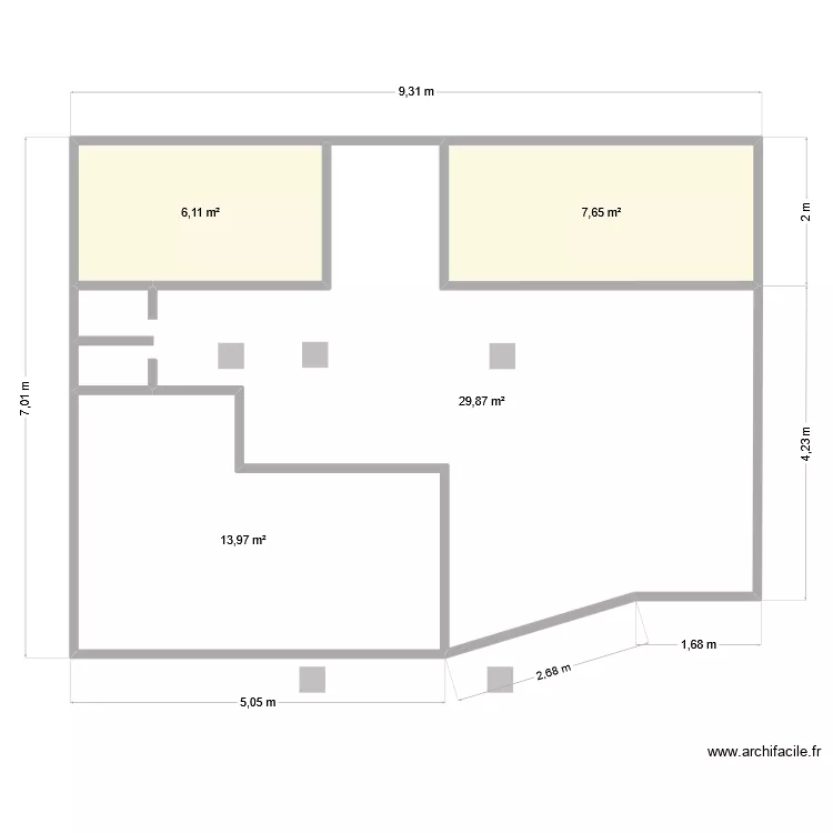 carlina. Plan de 4  et 58 m²