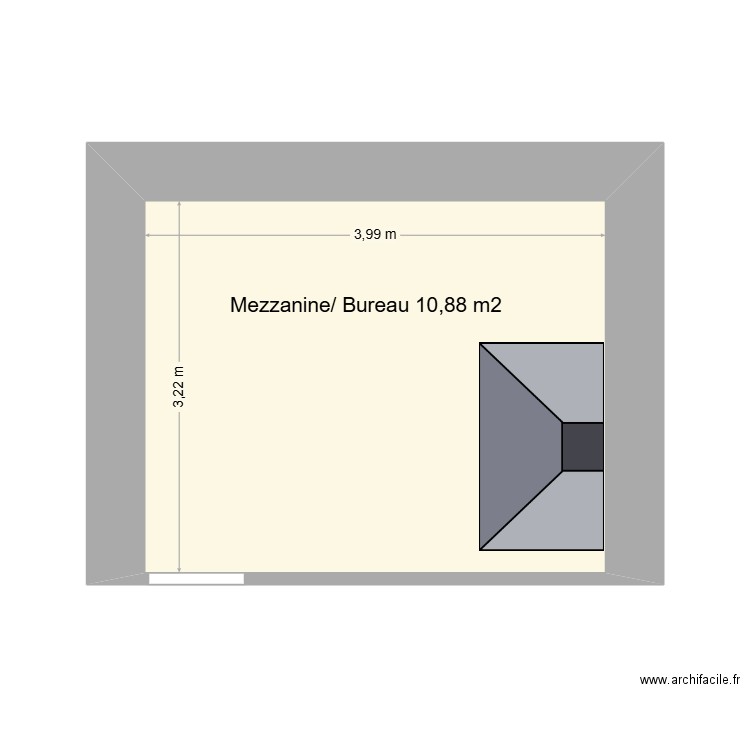 Mezzanine. Plan de 1 pièce et 13 m2