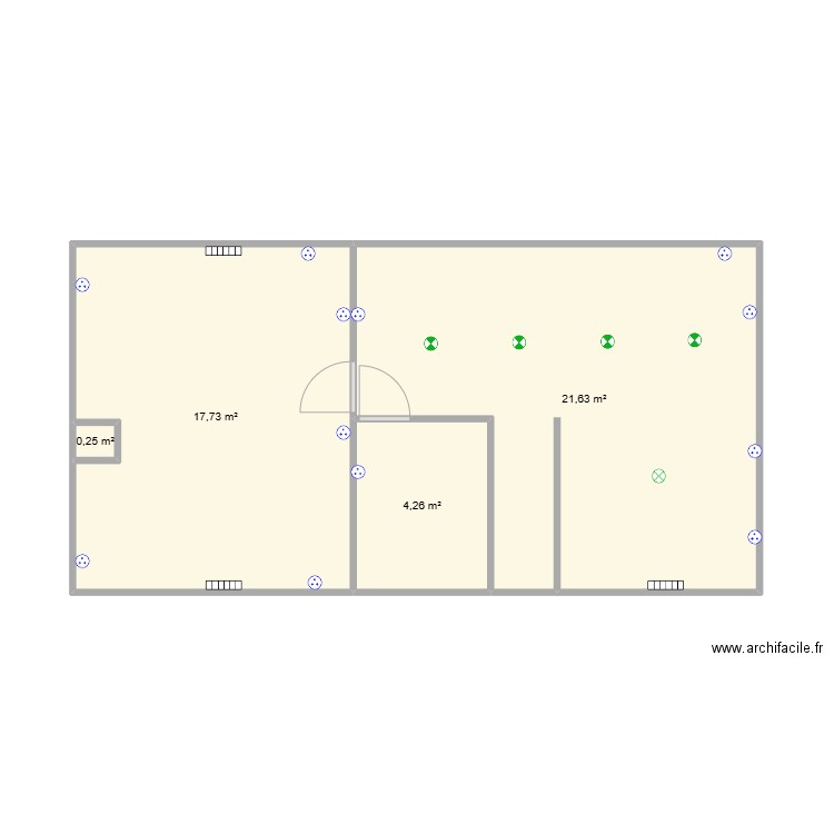 ffff. Plan de 4 pièces et 44 m2