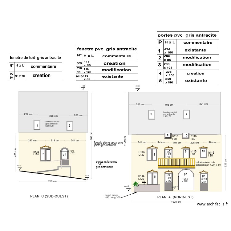 grange cotes. Plan de 2 pièces et 90 m2