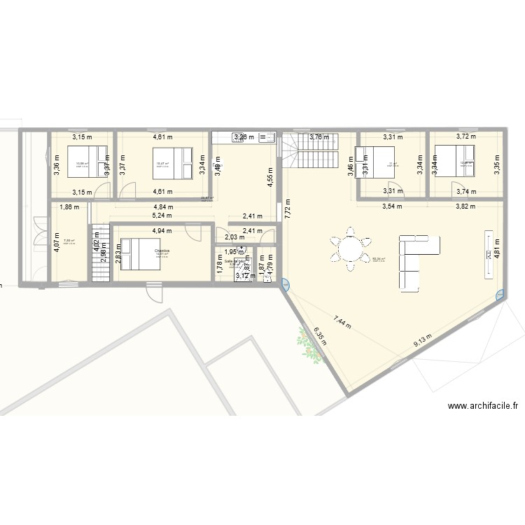 Diégo Maison version 2025 02 22. Plan de 35 pièces et 1251 m2