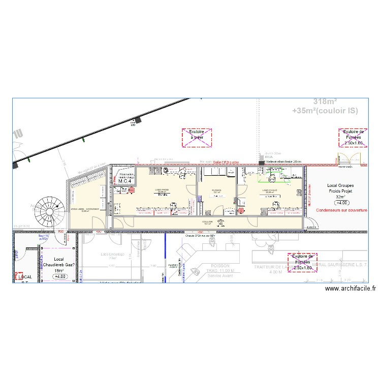 PLAN U TEST. Plan de 5 pièces et 83 m2