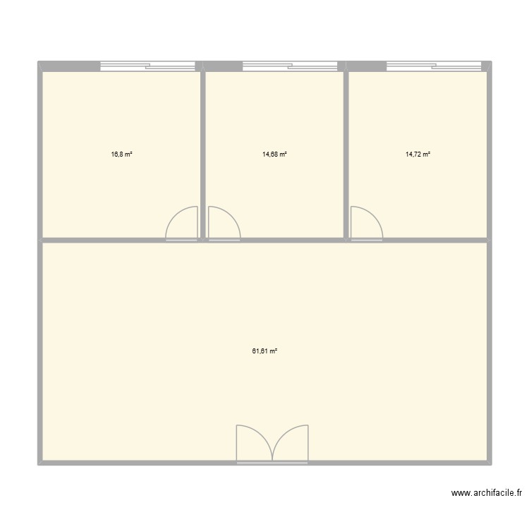 Bureaux Soltis. Plan de 4 pièces et 108 m2