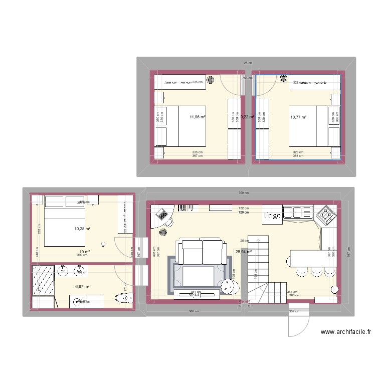 maison Patricia. Plan de 8 pièces et 110 m2