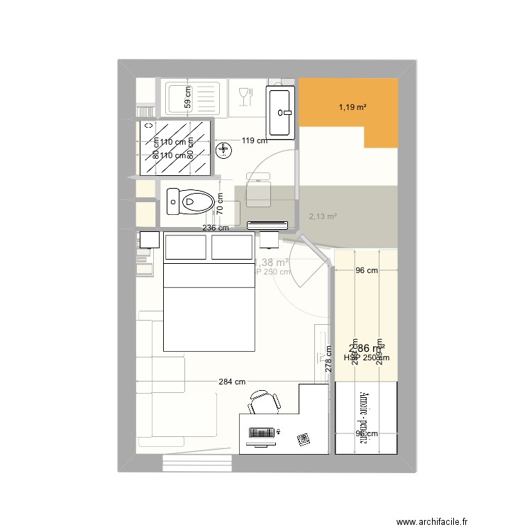 Tour  zanne. Plan de 12 pièces et 63 m2