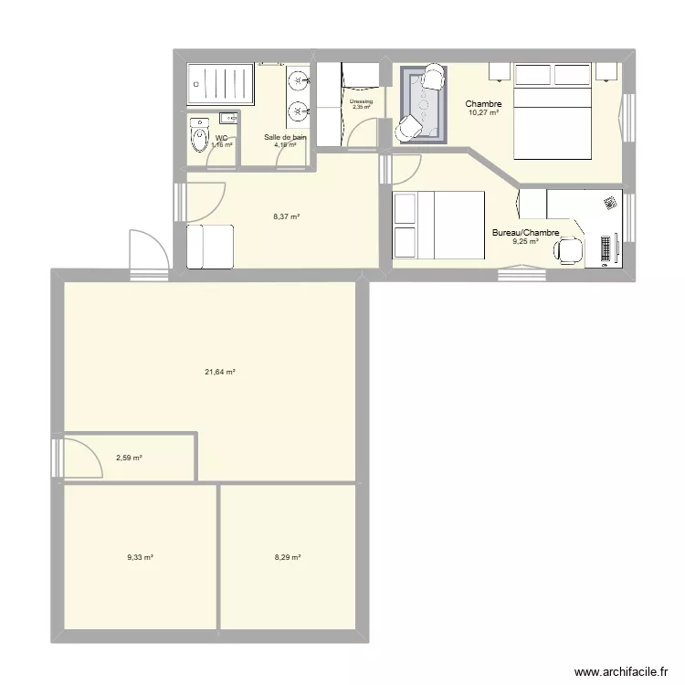 Bron - Extension. Plan de 10  et 77 m²